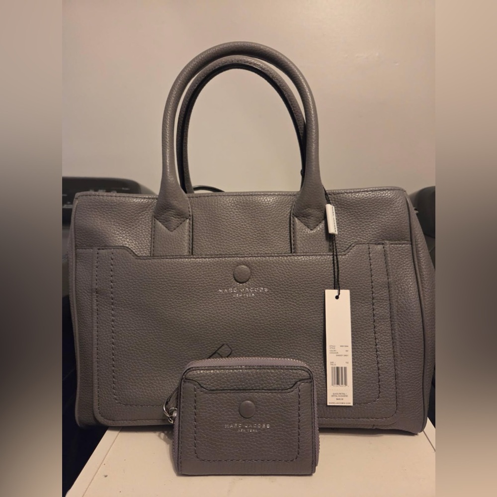 Marc Jacobs Gray Leather Tote Bag and Wallet